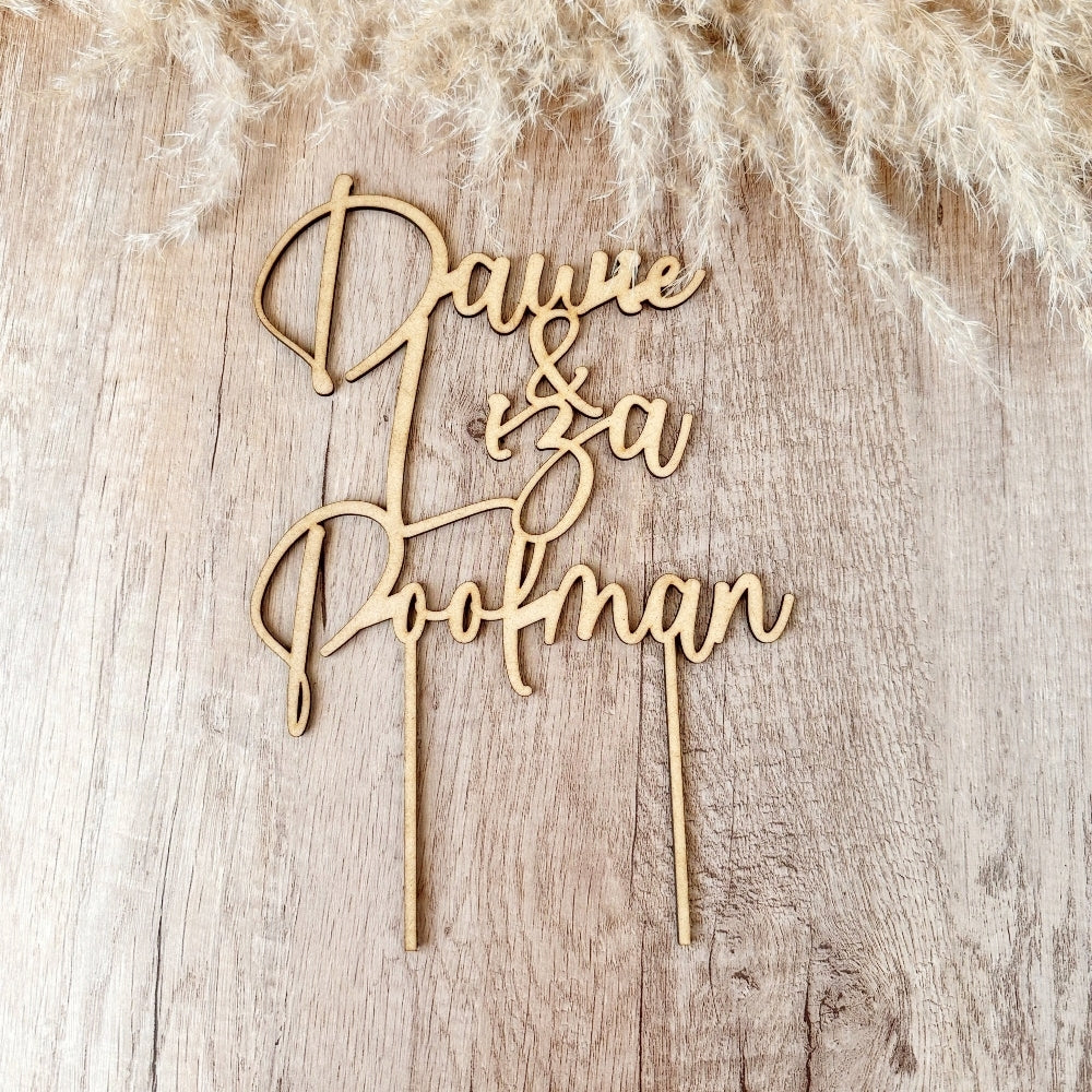 custom cake topper with names and surnames