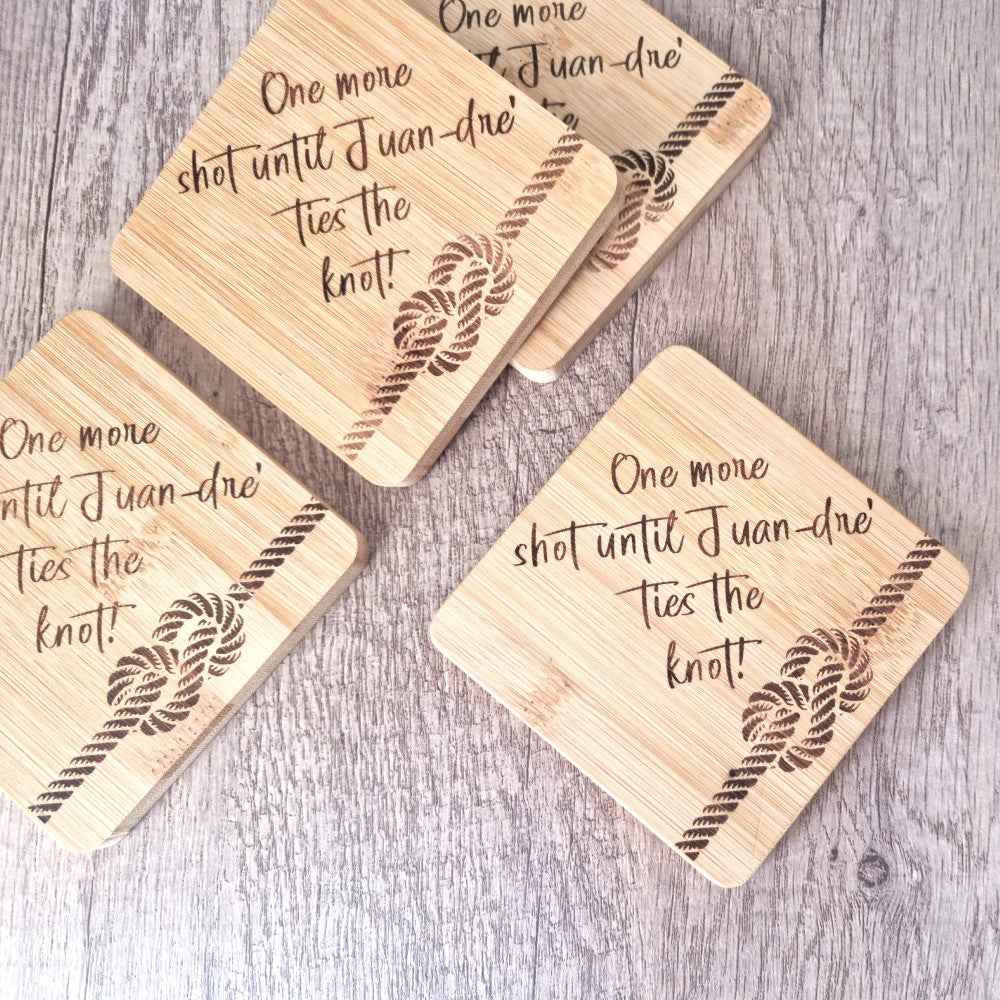 bamboo coasters with bottle opener