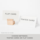two types of cards, one labeled "Flat Card" and the other "Tented Card", both placed on a white background.
