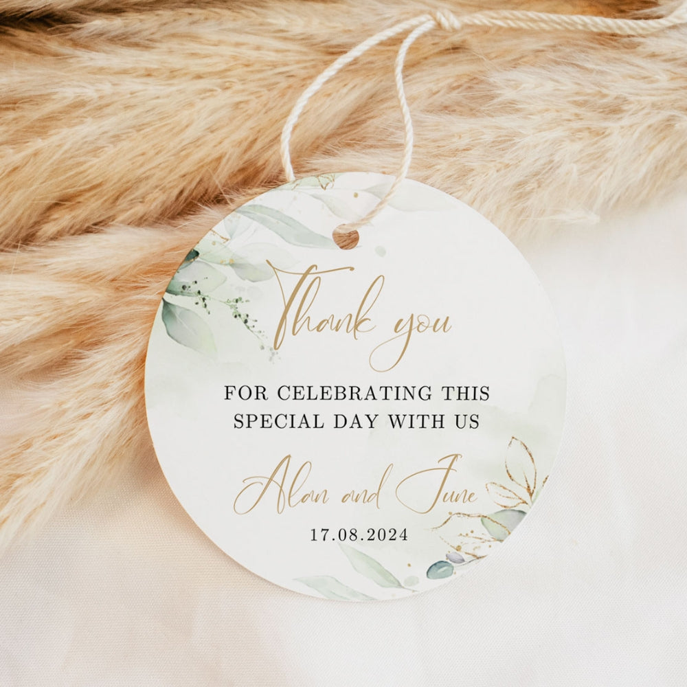 Thank you tag/sticker Elegant Green Botanical Simply Wedding Favours