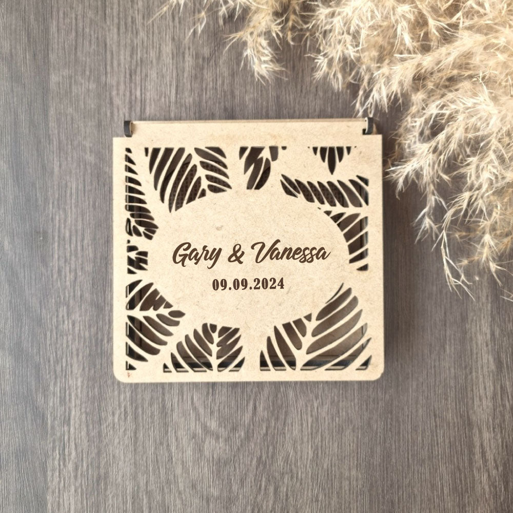 Little Wooden Ring Box with Leaf Design