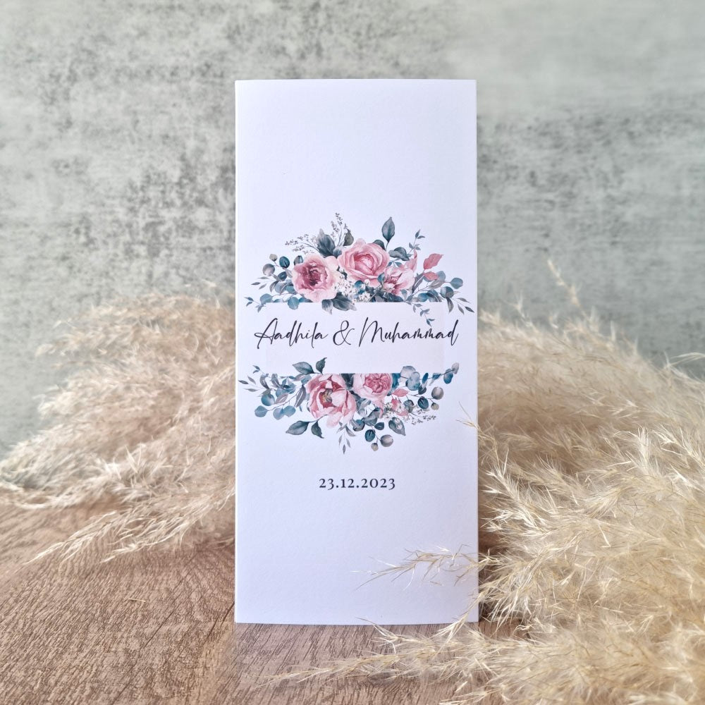 Tri-Fold Menu (Three sided) Blush Pink