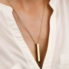 geometric bar pendant necklace in gold