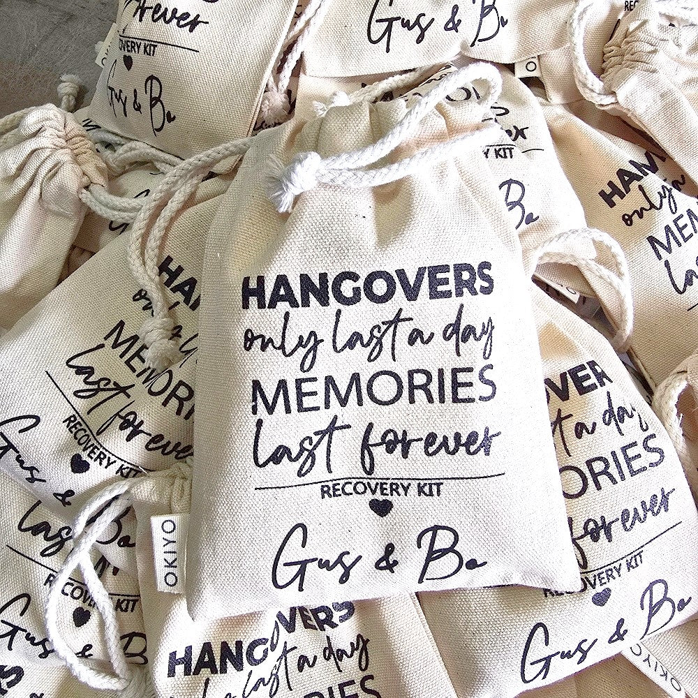 personalised hangover recovery kit bags