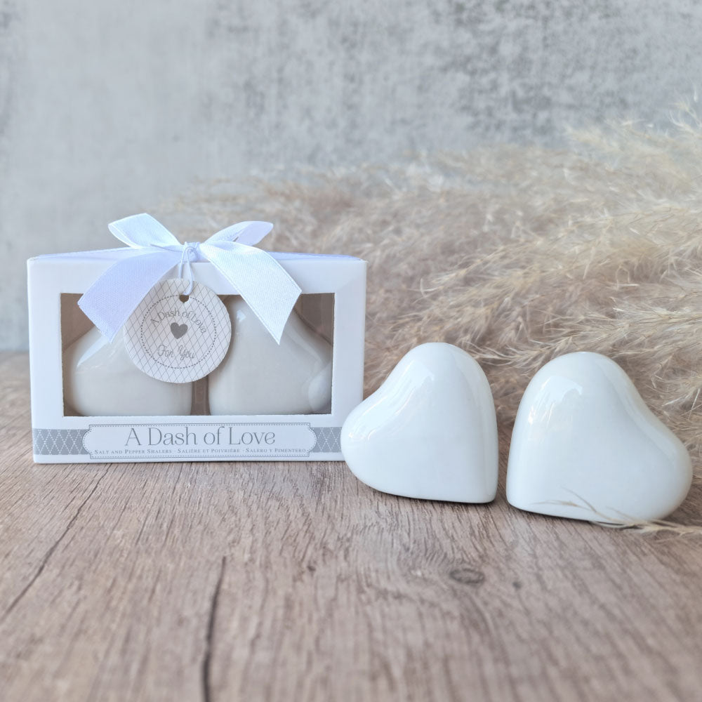 A Dash of Love Ceramic Heart Salt & Pepper Shakers
