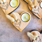 heart shaped wooden  tealight holder