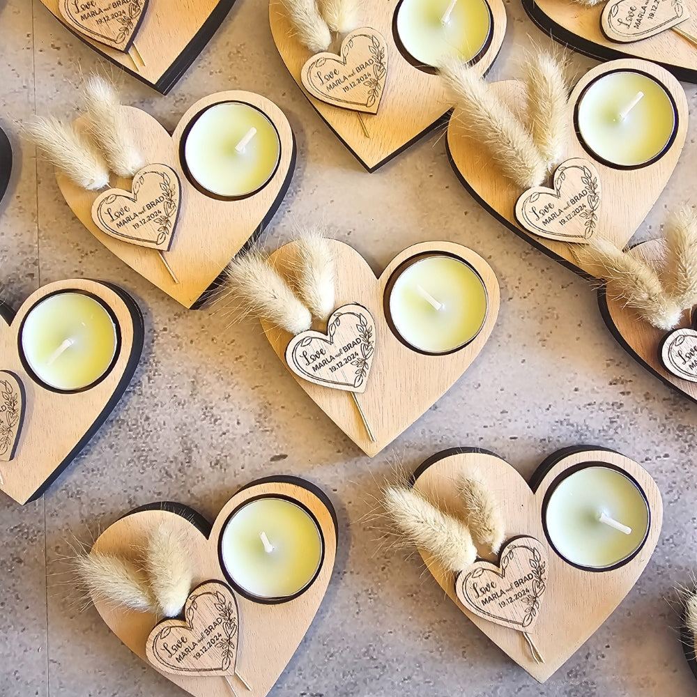 heart shaped wooden  tealight holder