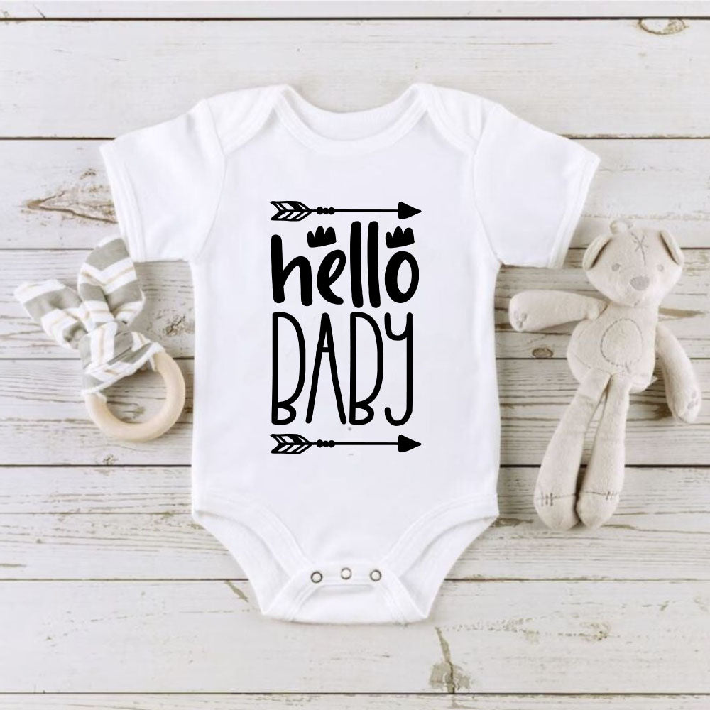 hello baby onesie white