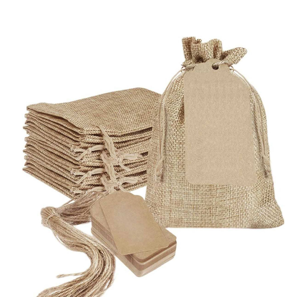Mini Rustic Burlap Drawstring Hessian favour bags - each – Simply ...