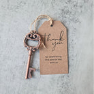 key-to-my-heart-opener-favour-in-bronze with personalised thank you tag
