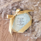 Glass coaster with lace  pattern with personalised sticker