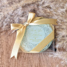 Glass coaster with lace  pattern with personalised sticker