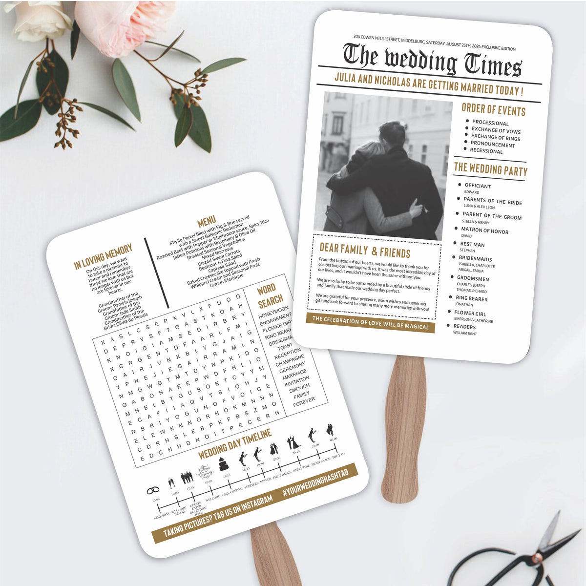 Paddle Fan Program - The Wedding Times - Paper | Simply Favours ...