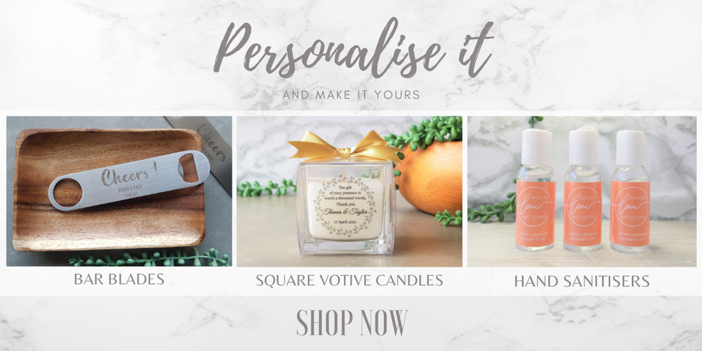 Personalised wedding favours and thank you gifts for guests