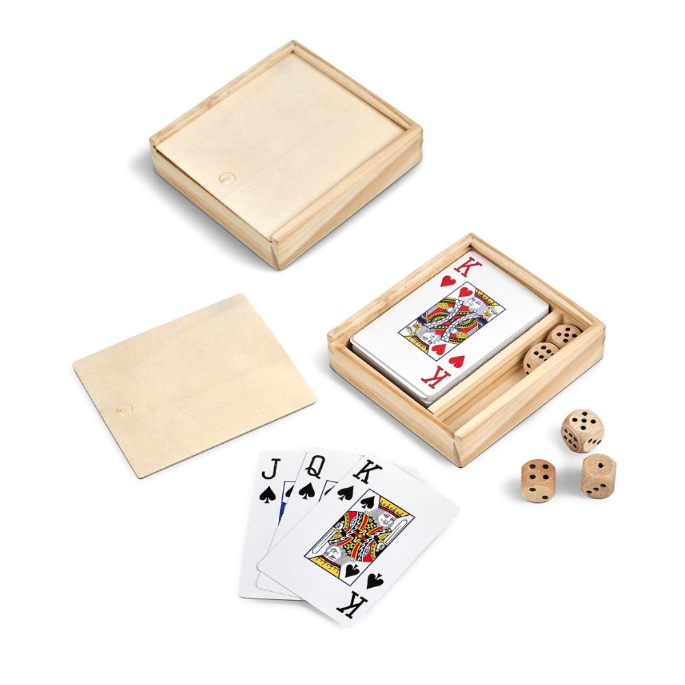 Personalised Playing Cards and Dice Set in Wooden Box | Simply