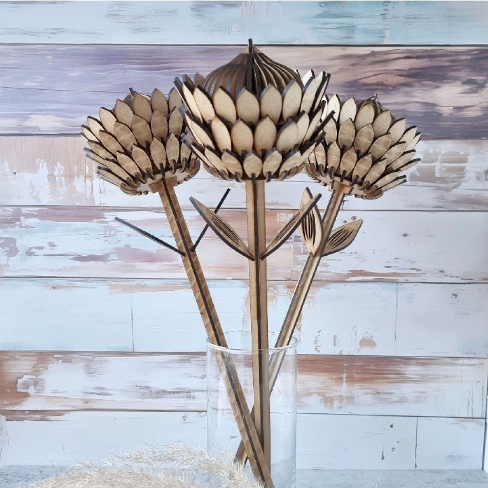 artisanal wooden protea