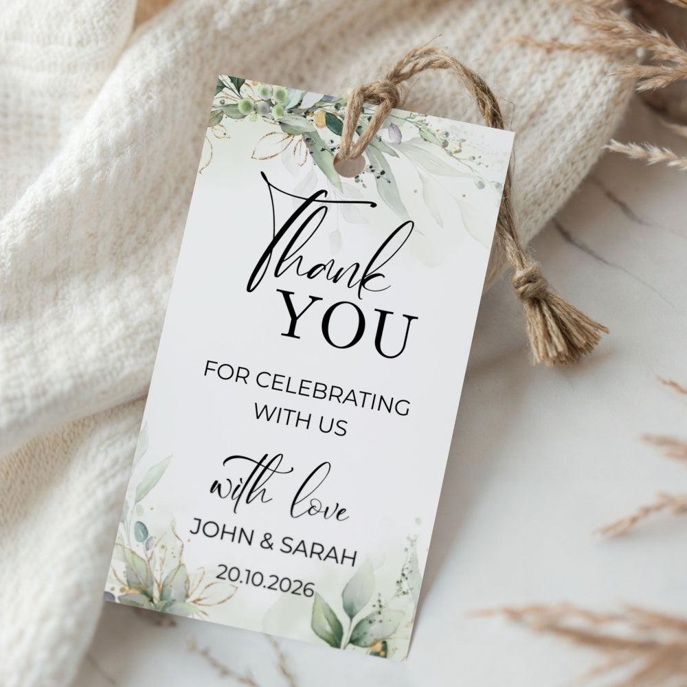 Thank You Tag - Rectangular - Elegant Green Botanical | Simply