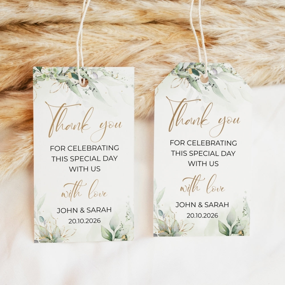 Thank You Tag - Rectangular - Elegant Green Botanical | Simply