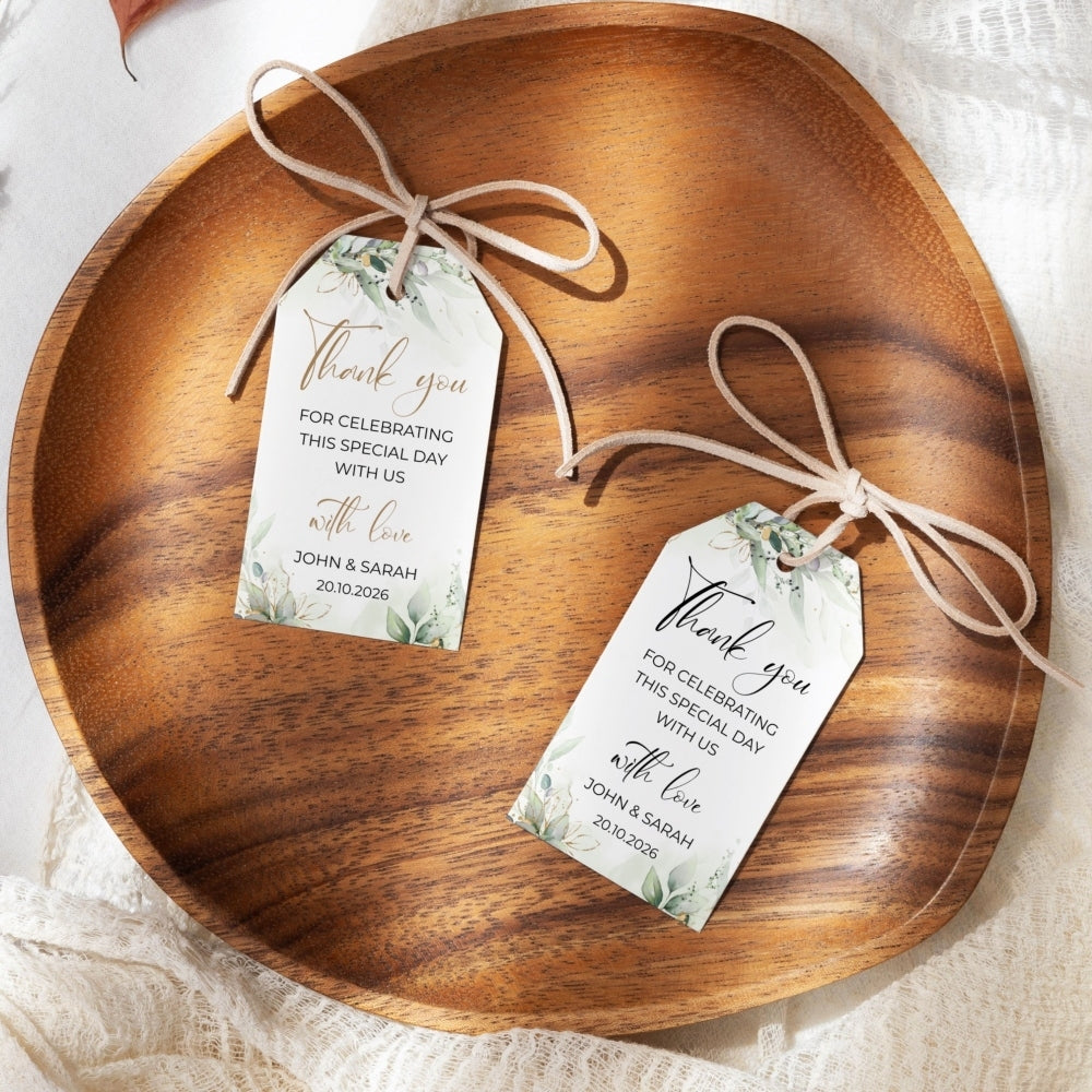 Thank You Tag - Rectangular - Elegant Green Botanical | Simply