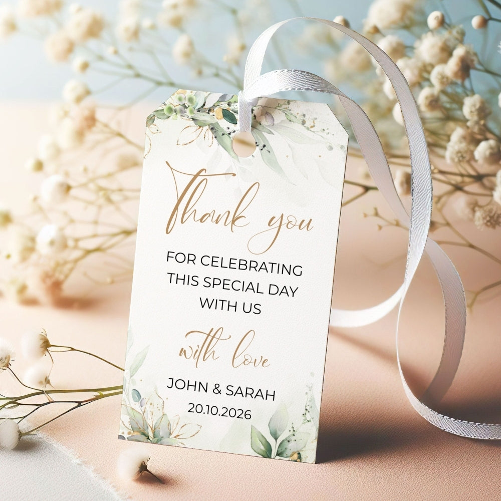 Thank You Tag - Rectangular - Elegant Green Botanical | Simply