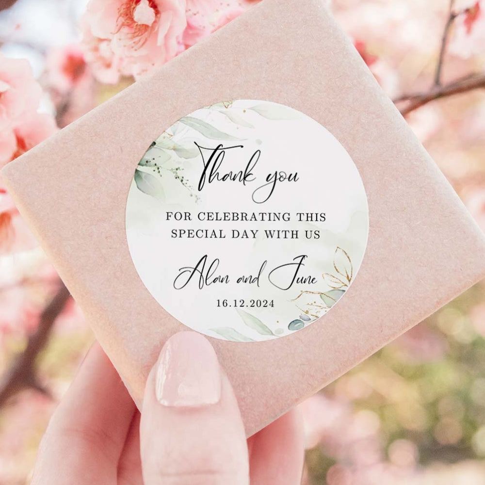 Thank you tag/sticker Elegant Green Botanical Simply Wedding Favours