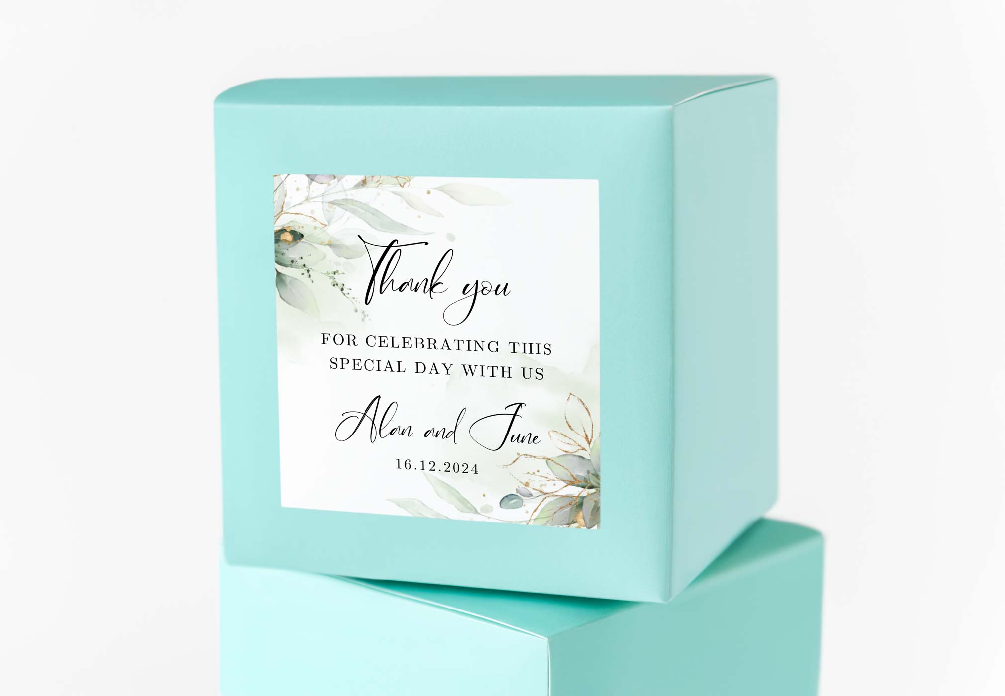 Thank you tag/sticker Elegant Green Botanical Simply Wedding Favours