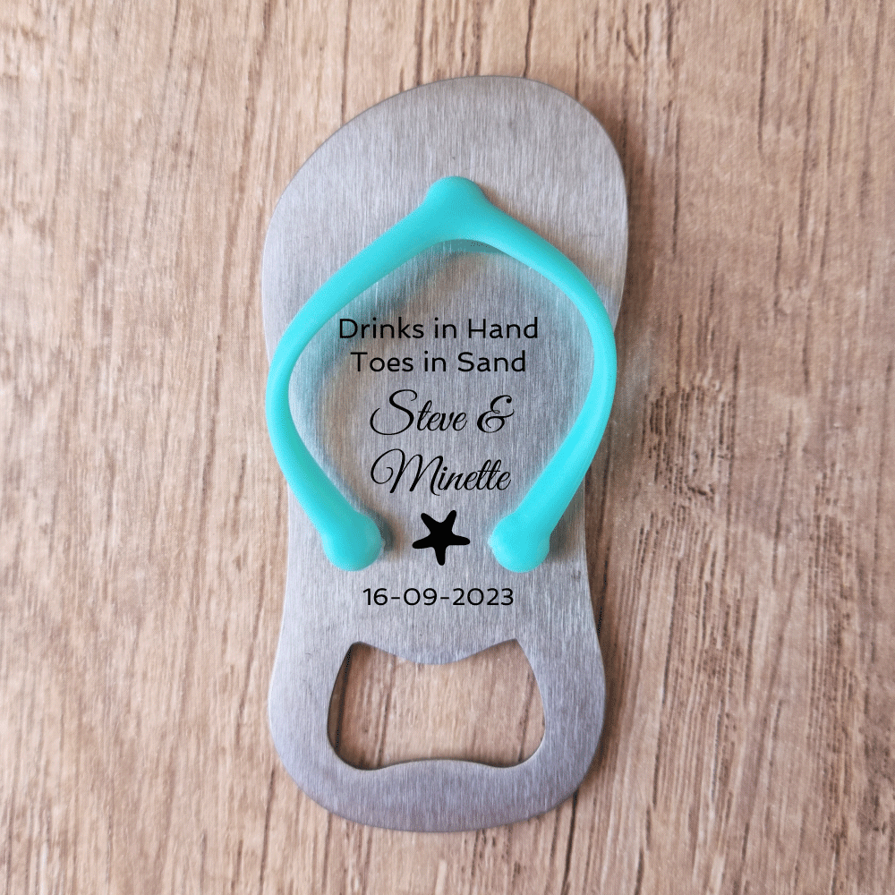 Personalised flip flop bottle top opener