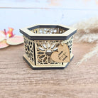 wooden tea light holder with floral decal