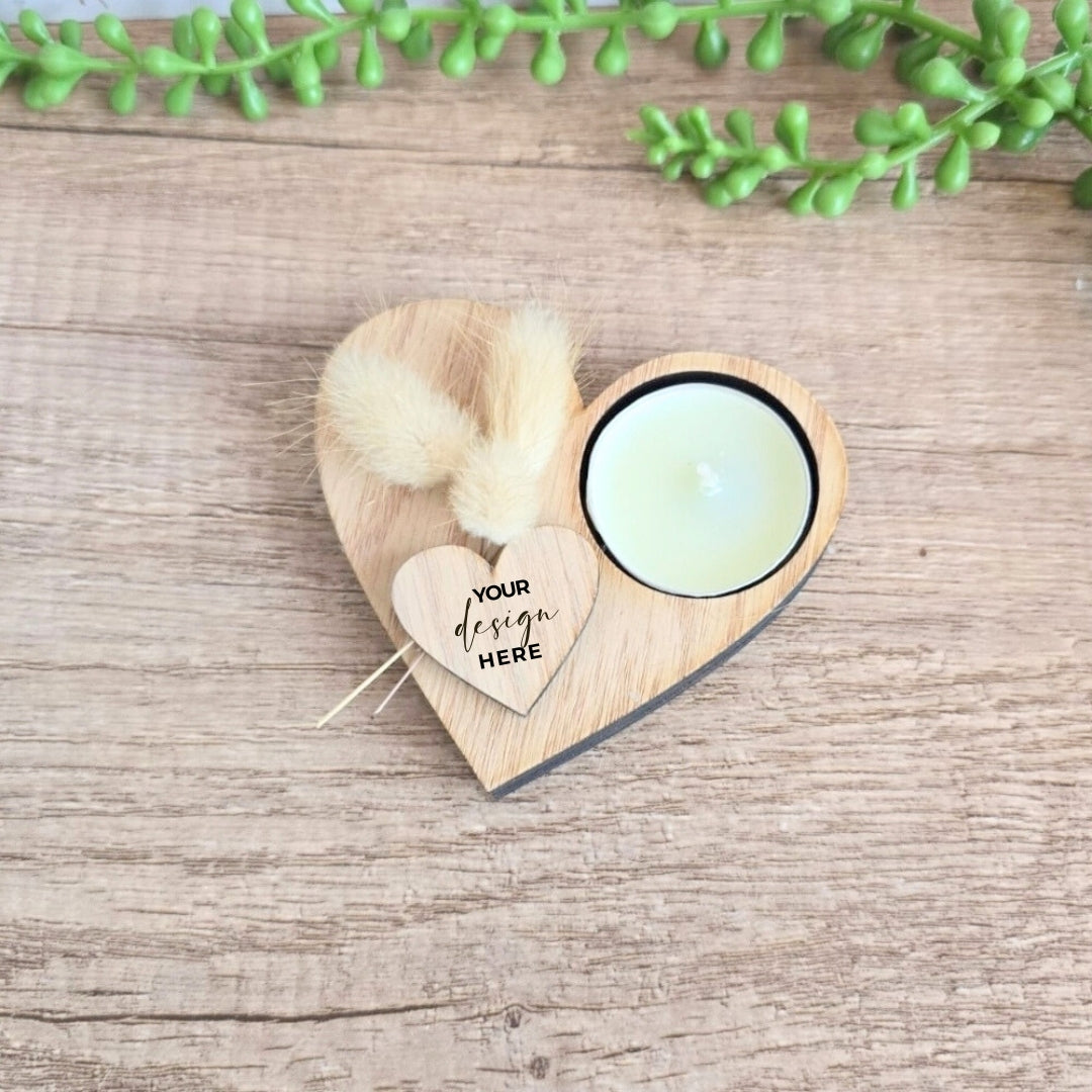 heart shaped wooden  tealight holder