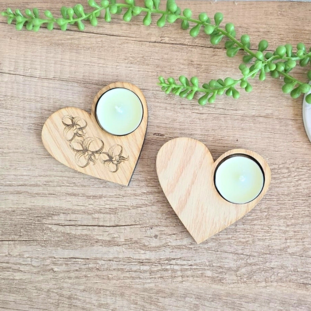 heart shaped wooden  tealight holder