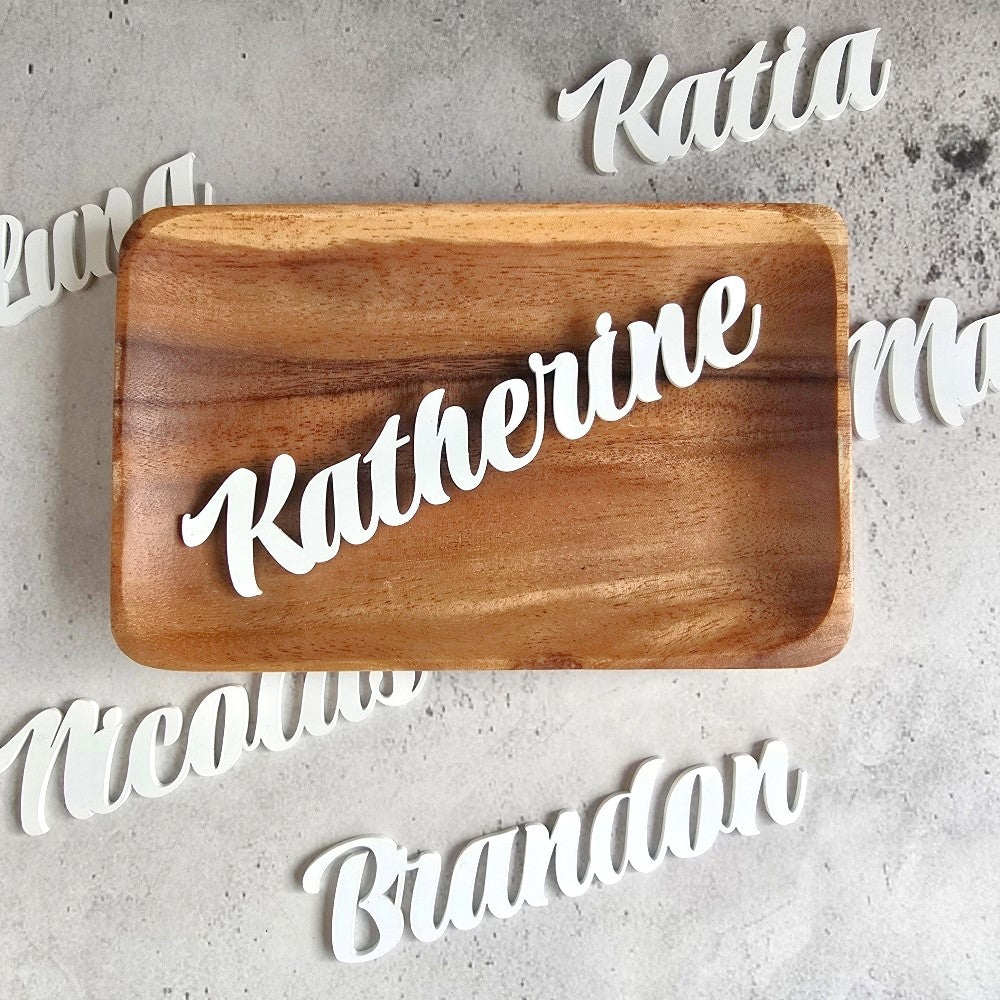 white acrylic name place holders