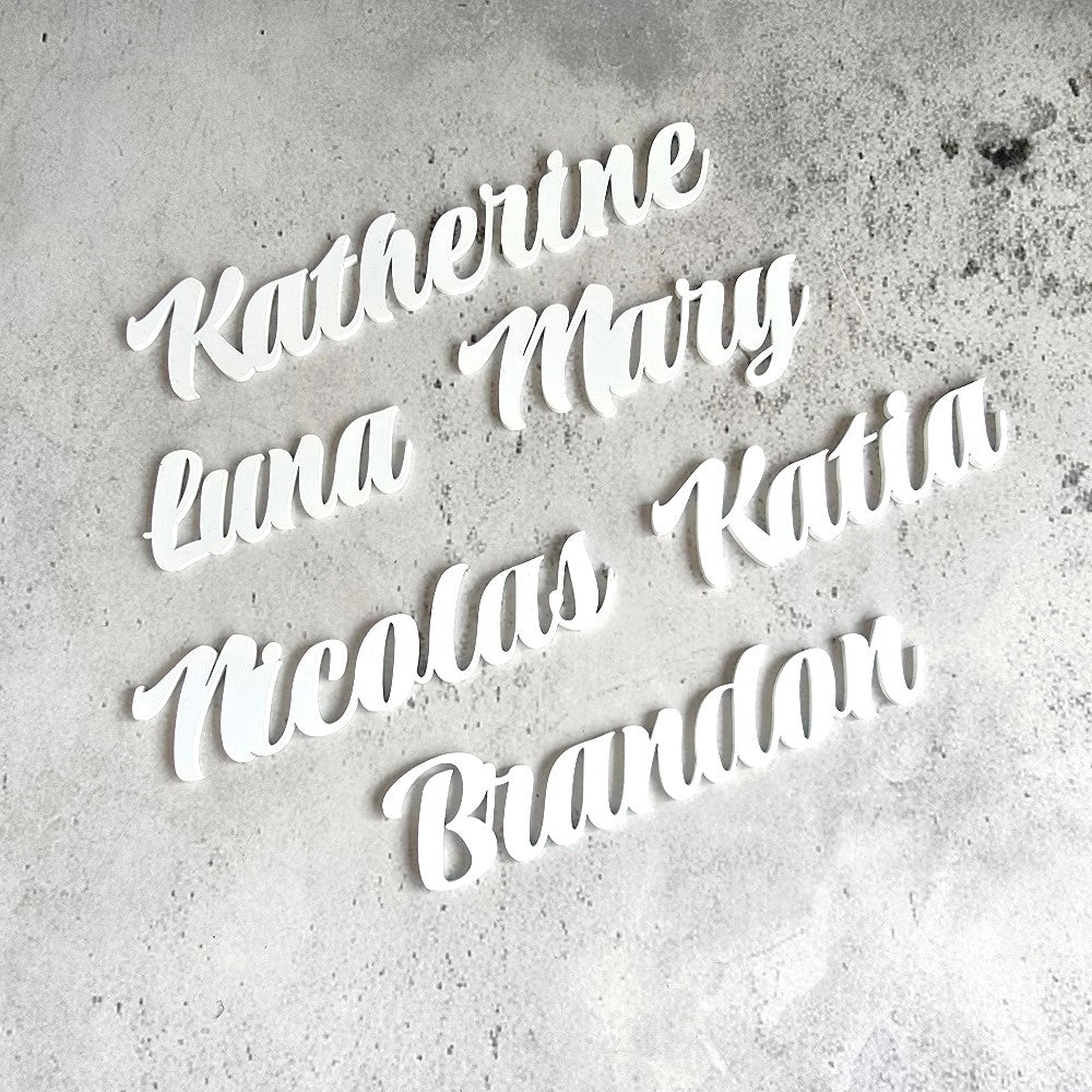 white acrylic name place holders