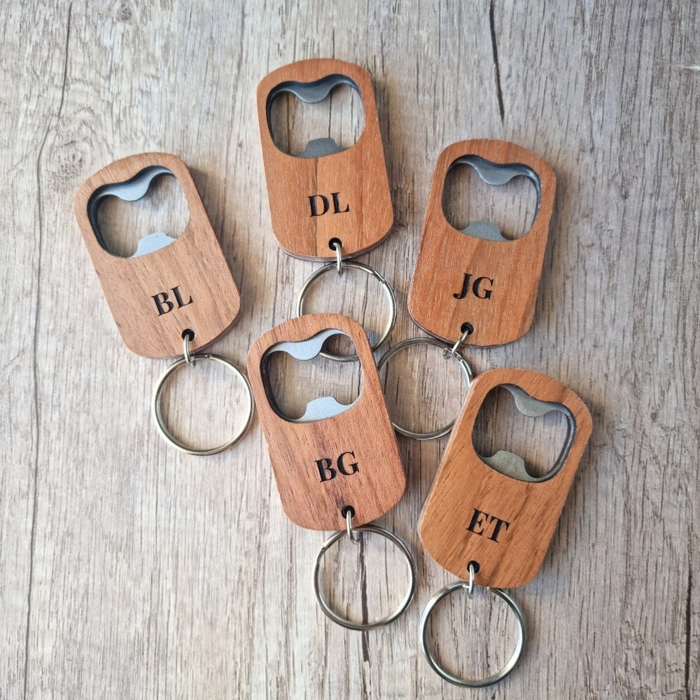 Rustic Wooden Bottle Opener Keyring - Wedding Rustic | Simply