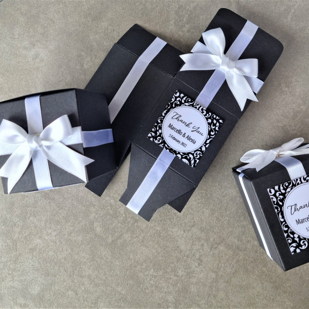 Personalised Black Cube Shaped Favour Box DIY Merrypak 