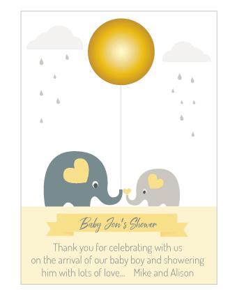 Elephant themed baby shower card with lip balm