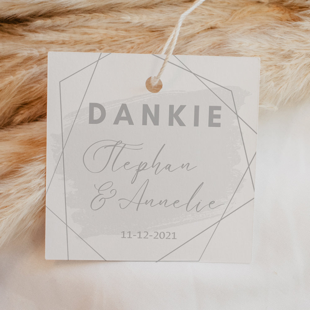 Geometric Silver Square Thank You Tag