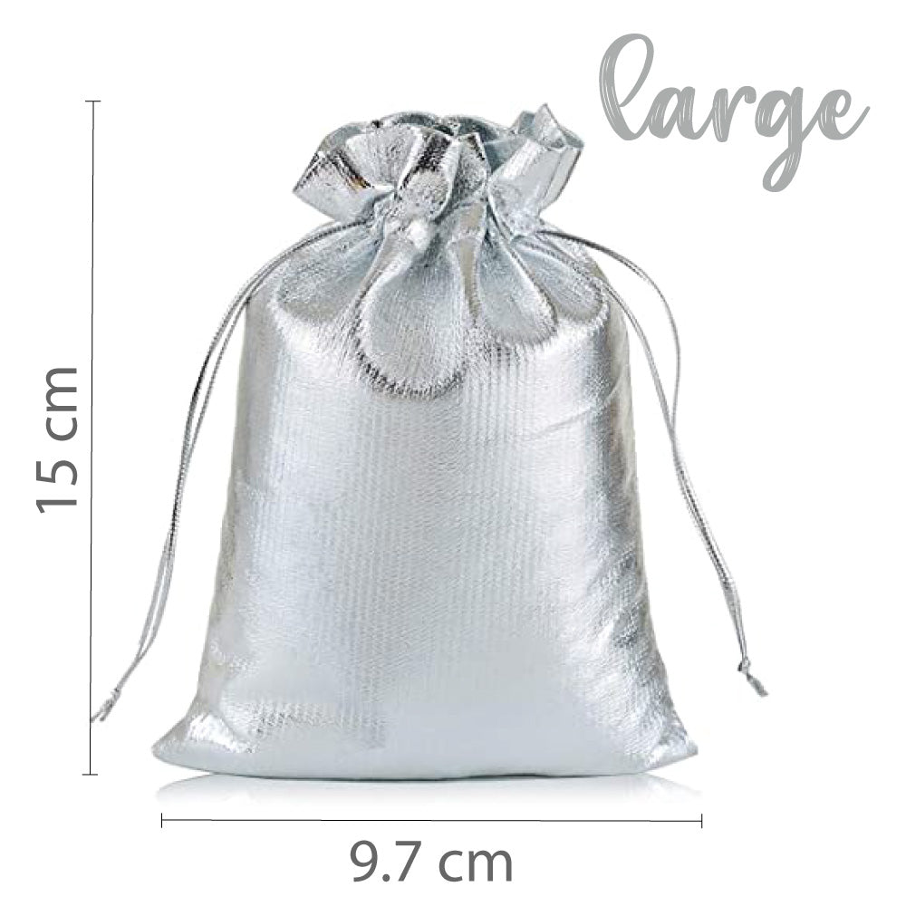 large silver metallic favour gift bags