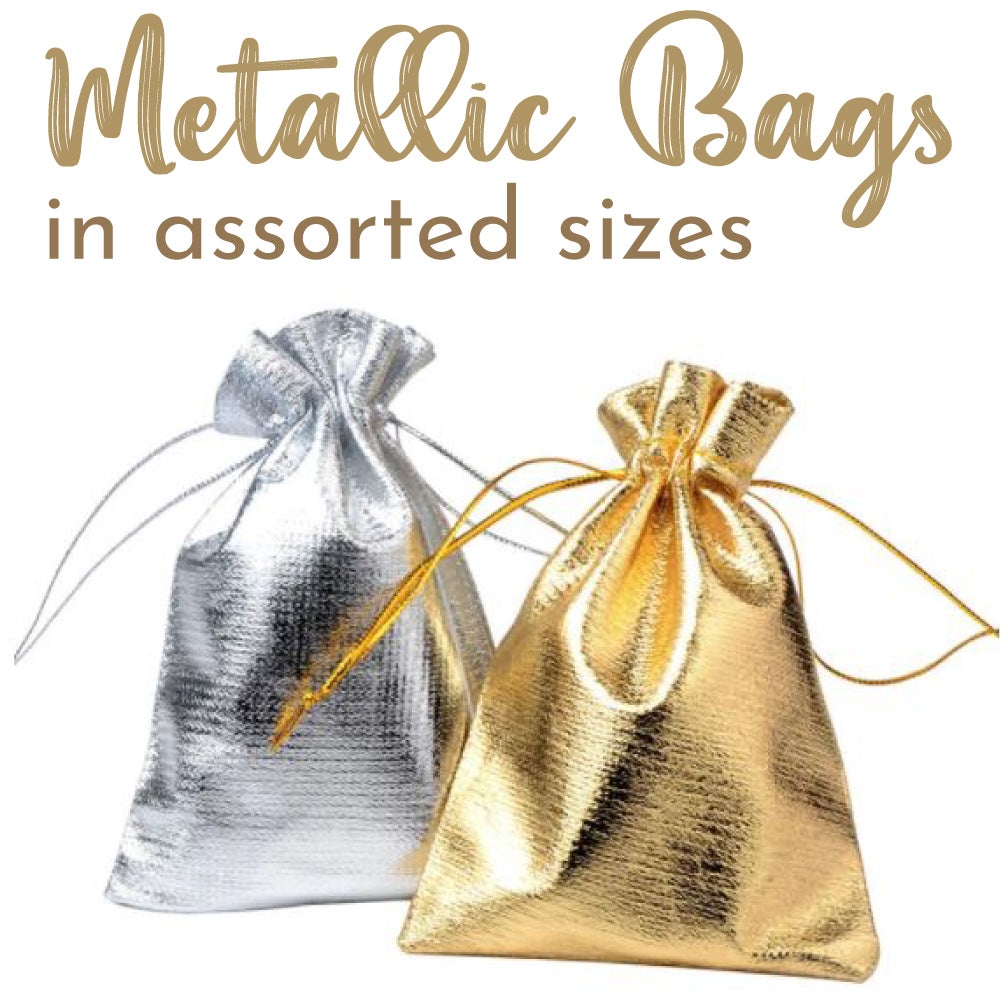 Silver and gold metallic favour gift bags