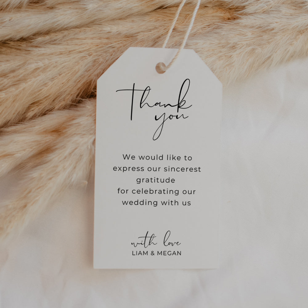 Simplistic personalised favour thank you tag