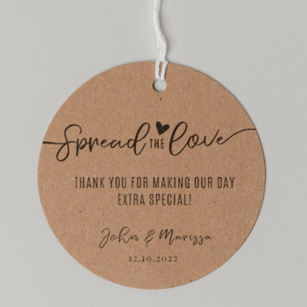 Spread the Love Favour Thank You Tags Personalise it Simply Design Studio Round Kraft 