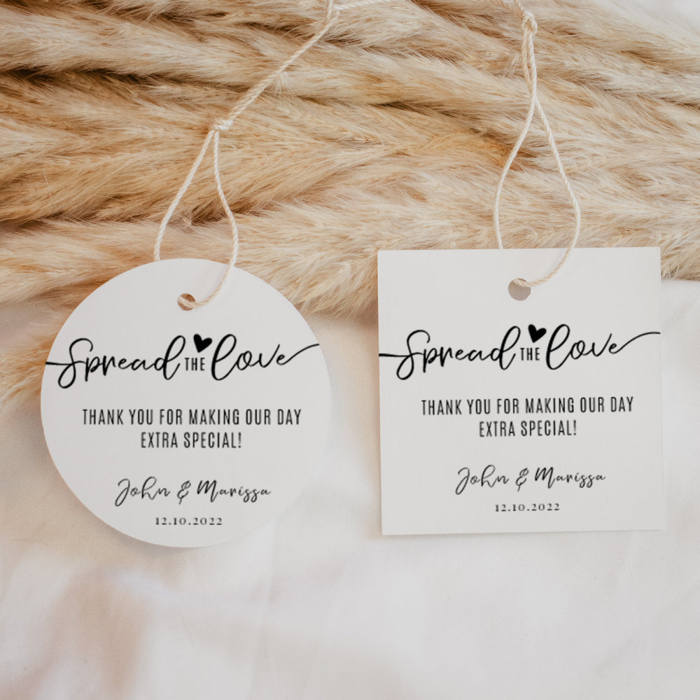 Spread the Love Favour Thank You Tags Personalise it Simply Design Studio 