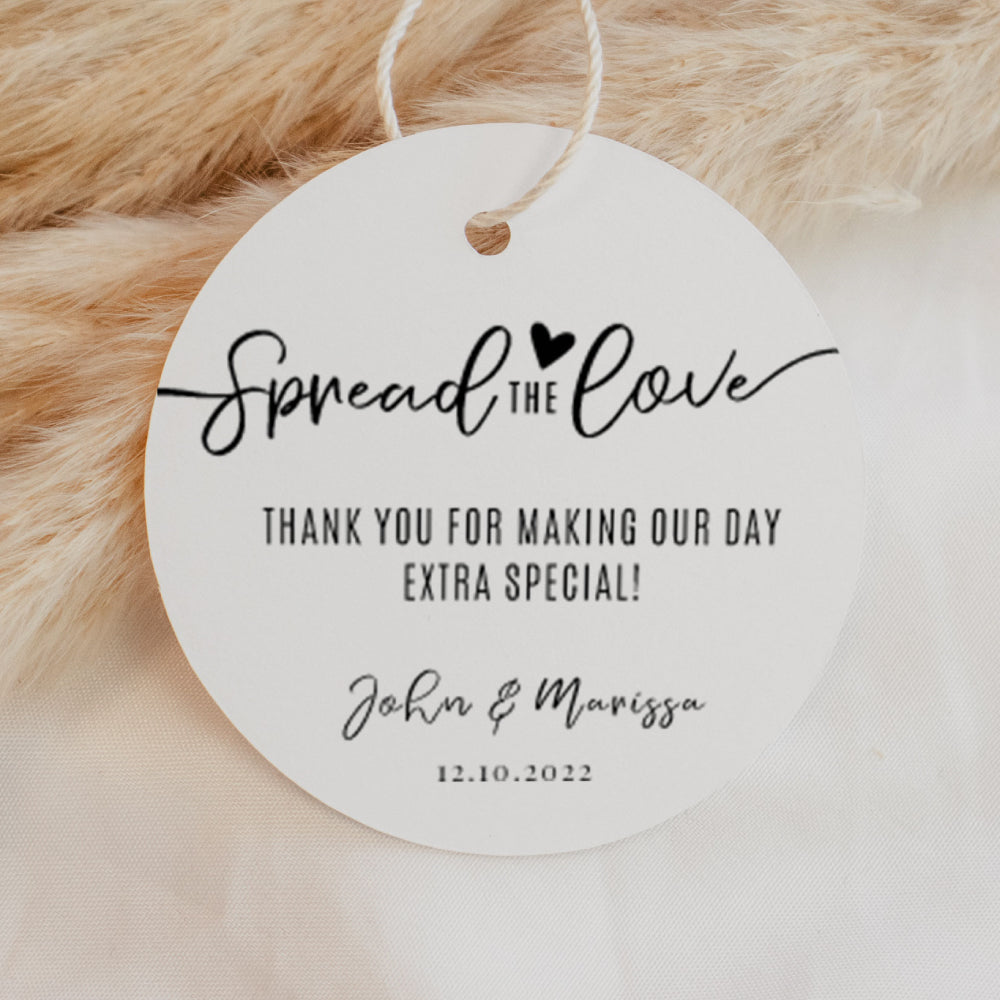 Spread the Love Favour Thank You Tags Personalise it Simply Design Studio Round White 