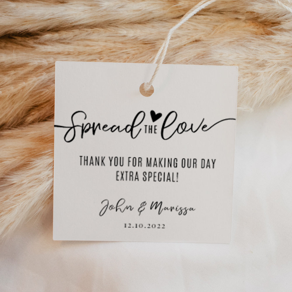 Spread the Love Favour Thank You Tags Personalise it Simply Design Studio Square White 