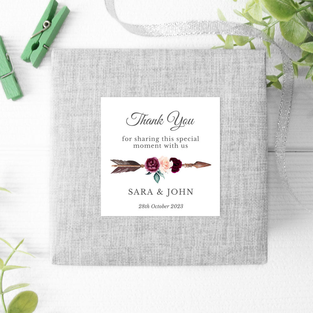 boho inspired arrow and roses design sticker