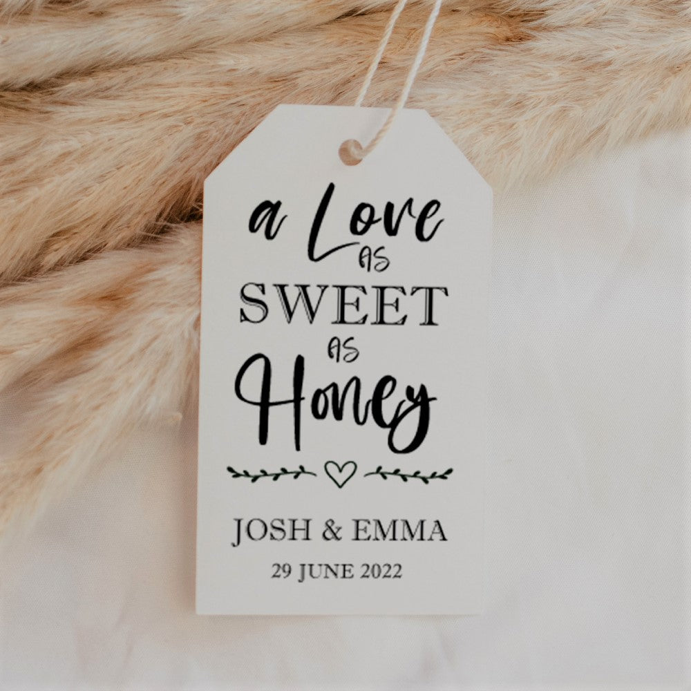 A Love as Sweet as Honey Rectangular Thank You Tags Personalise it Simply Design Studio Trimmed White 