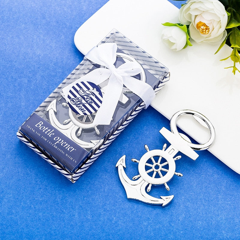 nautical anchor bottle opener favour in silver