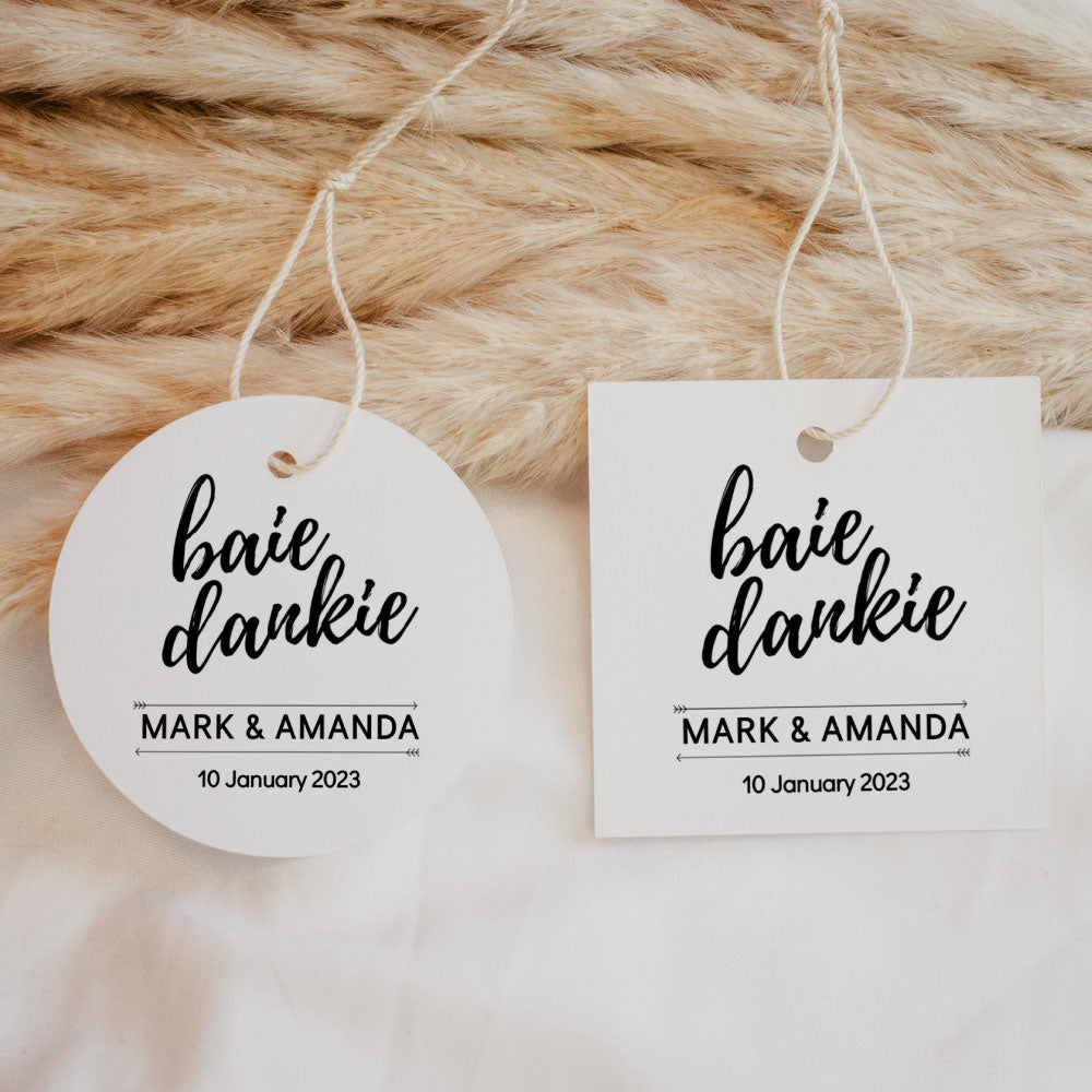 Baie Dankie Square or round thank you tag card