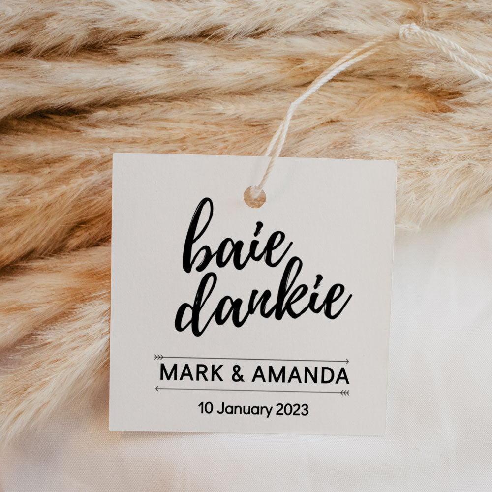 Baie Dankie Square thank you tag card