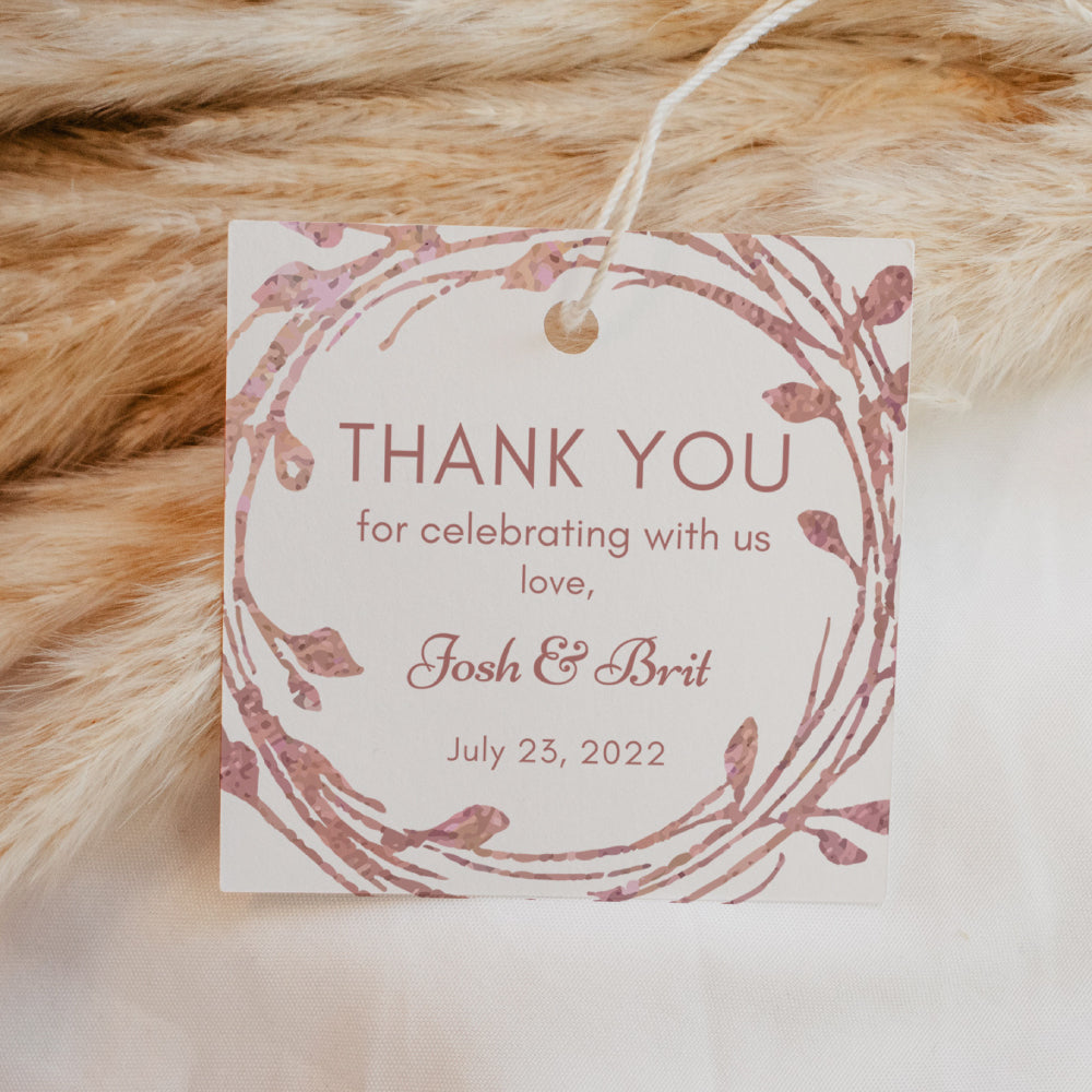 Blush Pink Wreath Square Thank you tag