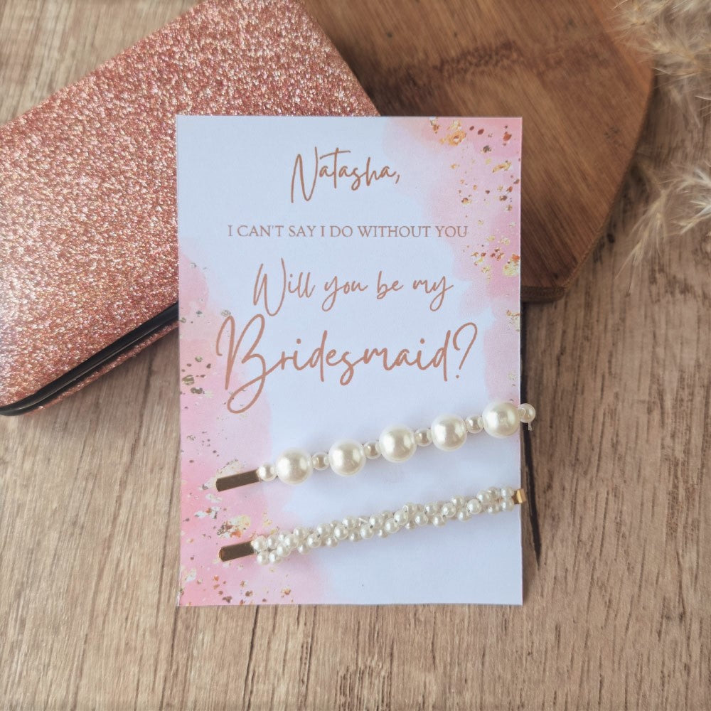 bridesmaid pearl hair clip gifts
